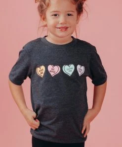 Wanderlust By Abby NEW Kid's Charcoal Hearts Tee
