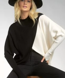 Wanderlust By Abby NEW Mock Neck Color Block Sweater