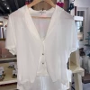 Wanderlust By Abby White Button Up Top NEW