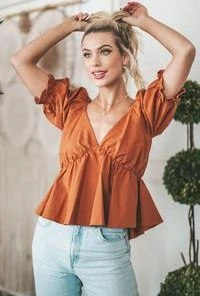Wanderlust By Abby NEW Balloon Sleeve Top