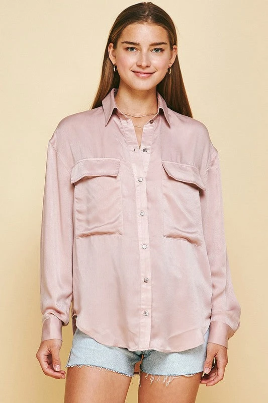 Wanderlust By Abby Pocket Collared Long Sleeve Top NEW 3 Wanderlust By Abby Pocket Collared Long Sleeve Top NEW