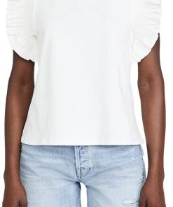 Wanderlust By Abby Poplin Knit Mixed Ruffle Detail Top