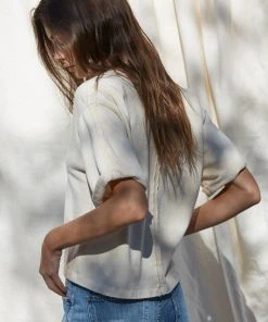 Wanderlust By Abby V-Neck Garment Washed Top NEW