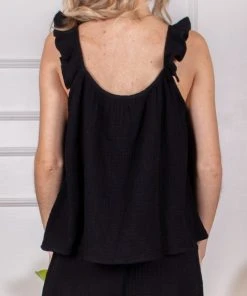 Wanderlust By Abby Gauze Ruffled Strap Tank NEW