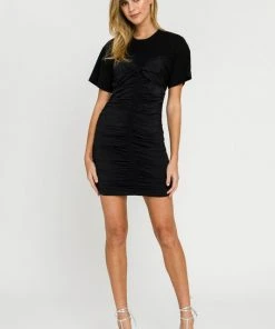 Wanderlust By Abby T-Shirt With Fitted Ruching Dress NEW