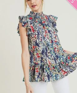 Wanderlust By Abby Plus Size Floral Print Ruffle Top