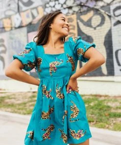 Queen Of Sparkles QOS Teal Leopard Dress