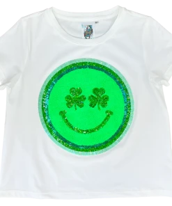Queen Of Sparkles QOS Kids Shamrock Smiley Tee NEW
