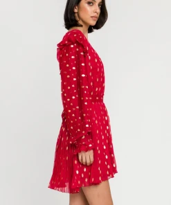 Wanderlust By Abby Gold Dot Print Pleated Dress SALE