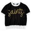 Queen Of Sparkles Black Saints Short Sleeve Tee NEW