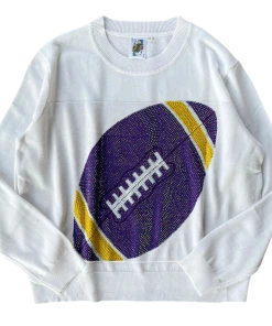 Queen Of Sparkles Purple Rhinestone Football Sweater