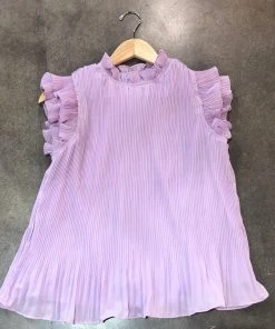 Wanderlust By Abby Ruffle Trim Pleated Top