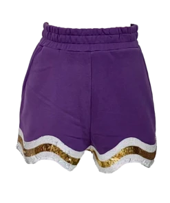Queen Of Sparkles PURPLE, GOLD/WHITE WAVY SHORT