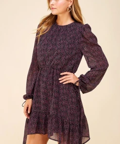 Wanderlust By Abby SALE Ditsy Floral Long Sleeve Draw String Wrist Dress