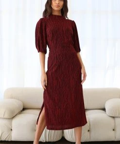 Wanderlust By Abby Metallic Open Back Knit Midi Dress CLOTHING