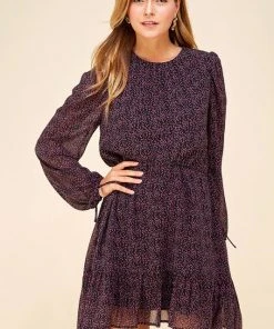 Wanderlust By Abby SALE Ditsy Floral Long Sleeve Draw String Wrist Dress