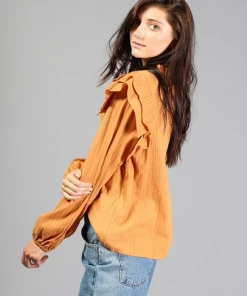 Wanderlust By Abby Ruffel-Trim Woven Blouse NEW