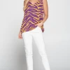 Wanderlust By Abby NEW Tiger Ruffle Strap Sleeveless Top With Lining