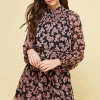 Wanderlust By Abby NEW Mock Neck Floral Dress