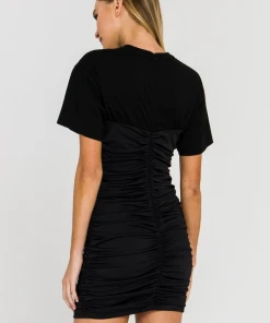 Wanderlust By Abby T-Shirt With Fitted Ruching Dress NEW