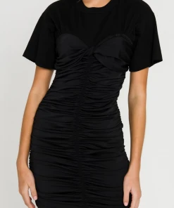 Wanderlust By Abby T-Shirt With Fitted Ruching Dress NEW