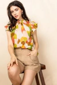 Wanderlust By Abby Print Top With Front Key Hole