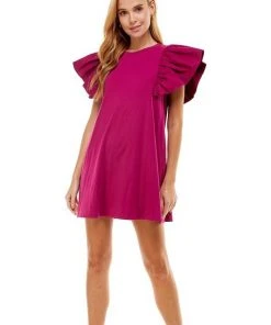 Wanderlust By Abby Ruffle Sleeve Dress NEW
