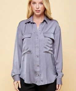 Wanderlust By Abby Pocket Collared Long Sleeve Top NEW 7 Wanderlust By Abby Pocket Collared Long Sleeve Top NEW