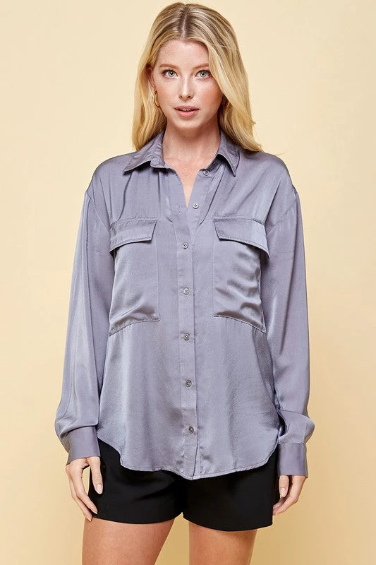 Wanderlust By Abby Pocket Collared Long Sleeve Top NEW 5 Wanderlust By Abby Pocket Collared Long Sleeve Top NEW