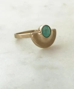 Mimosa Handcrafted Mimosa Minimal Semicircle Turquoise Ring
