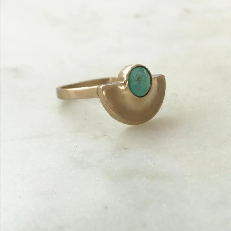 Mimosa Handcrafted Mimosa Minimal Semicircle Turquoise Ring 4 Mimosa Handcrafted Mimosa Minimal Semicircle Turquoise Ring