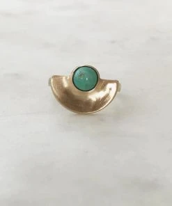 Mimosa Handcrafted Mimosa Minimal Semicircle Turquoise Ring