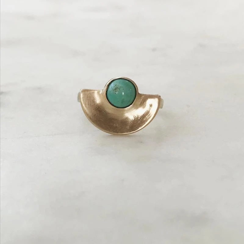 Mimosa Handcrafted Mimosa Minimal Semicircle Turquoise Ring 3 Mimosa Handcrafted Mimosa Minimal Semicircle Turquoise Ring