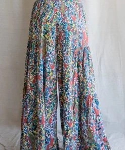 Wanderlust By Abby Watercolor Floral Print Palazzo Pants NEW