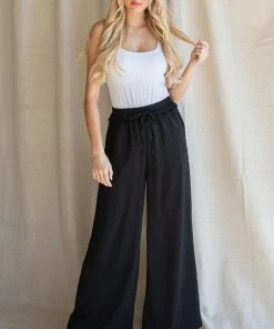 Wanderlust By Abby NEW Solid Drawstring Loose Pants