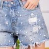 Wanderlust By Abby NEW Denim Shorts With Pearl Embellishments 2 Wanderlust By Abby NEW Denim Shorts With Pearl Embellishments