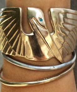Mimosa Handcrafted Mimosa Pelican Cuff + Turquoise Eye JEWELRY