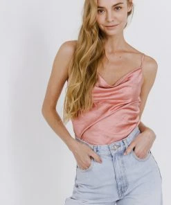 Wanderlust By Abby NEW Satin Cowl Neck Top