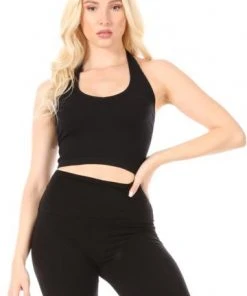 Wanderlust By Abby NEW Rib Halter Crop Top