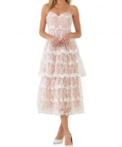 Wanderlust By Abby Crochet Layered Midi Dress