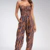 Wanderlust By Abby Animal Print Strapless Jumpsuit NEW