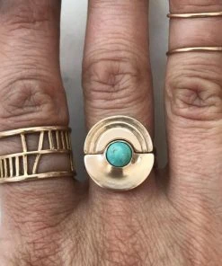 Mimosa Handcrafted Mimosa Minimal Semicircle Turquoise Ring 9 Mimosa Handcrafted Mimosa Minimal Semicircle Turquoise Ring