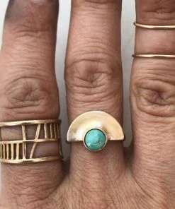 Mimosa Handcrafted Mimosa Minimal Semicircle Turquoise Ring 8 Mimosa Handcrafted Mimosa Minimal Semicircle Turquoise Ring