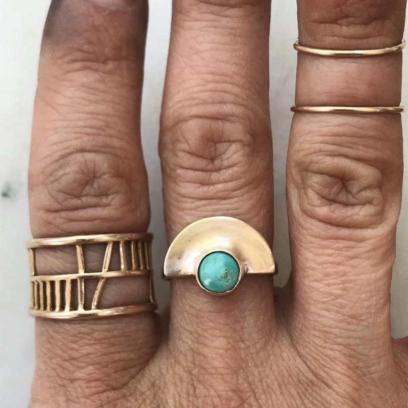 Mimosa Handcrafted Mimosa Minimal Semicircle Turquoise Ring 5 Mimosa Handcrafted Mimosa Minimal Semicircle Turquoise Ring