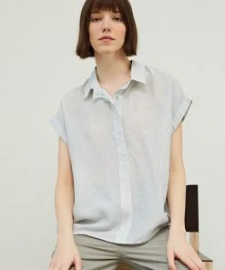 Wanderlust By Abby NEW Short Sleeve Stripe Blouse