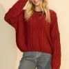 Wanderlust By Abby Crew Neck Cable Pullover Sweater