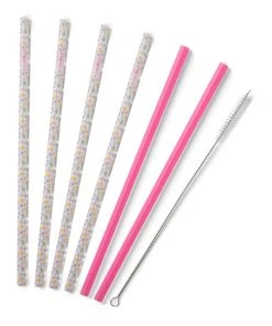Wanderlust By Abby Confetti + Pink Reusable Straw Set