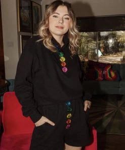 CLOTHING Queen Of Sparkles Button Sweatshirt