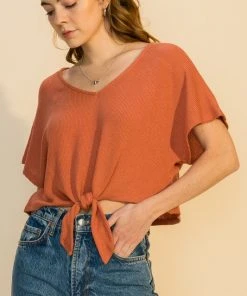 Wanderlust By Abby Tie Front Dolman Top NEW