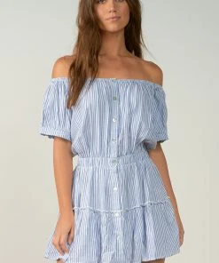 Wanderlust By Abby NEW Off The Shoulder Striped Dress